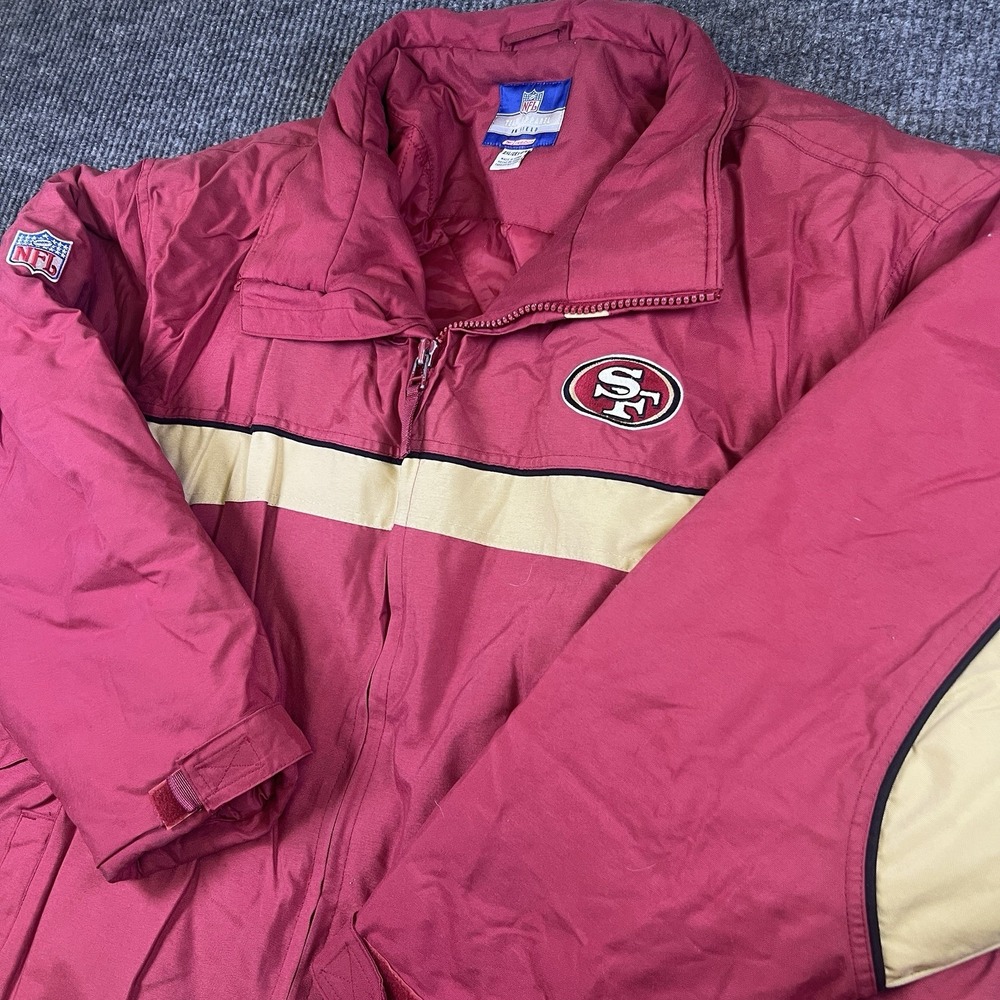 Vintage 90's San Francisco 49ers Reebok NFL On Field Sideline Puffer Jacket 2 XL